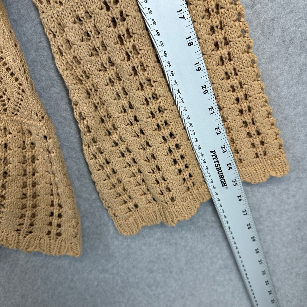 Vintage Antthony Original Sweater Womens Small Tan Crochet One-Button Cardigan - Picture 16 of 16